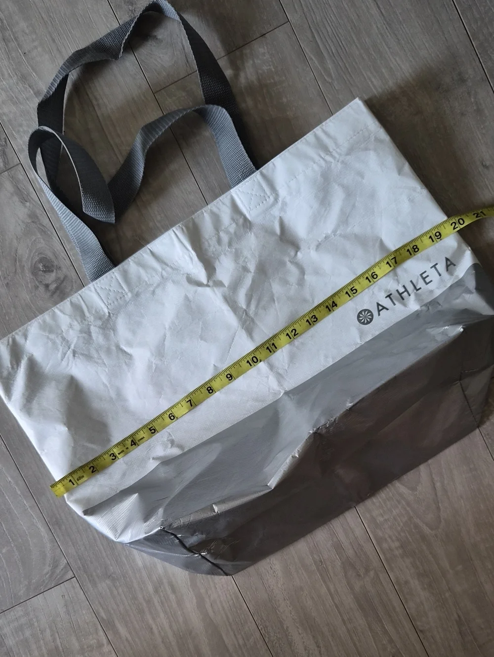 Athleta Two-Tone Gray and Light Gray Duffel Tote
